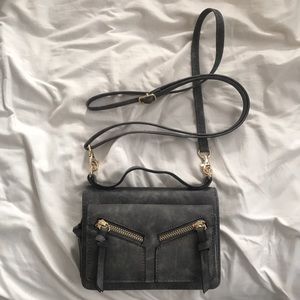 Small over the shoulder pocket book. Grey Suede